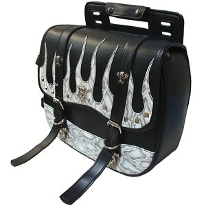 クロス Xross サドルバッグ シングル 黒 ホワイトパイソン フレア シルバースカル YFF-102-3SB HD店