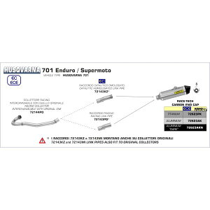 A[ ARROW XbvI}t[ RACE TECH 17N-19N nXNo[i 701SUPERmoto `^/J[{Gh 72623PK-72143KZ-701Enduro HDX