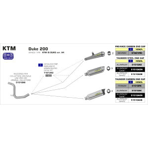 A[ ARROW XbvI}t[ THUNDER 11N-16N KTM DUKE125 A~_[N/J[{Gh 51510AKN+51010MI HDX