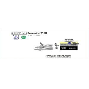 A[ ARROW XbvI}t[ PRO RACE fA 16N-18N gCAt BonnevilleT120 jN_[N 71853PRN HDX