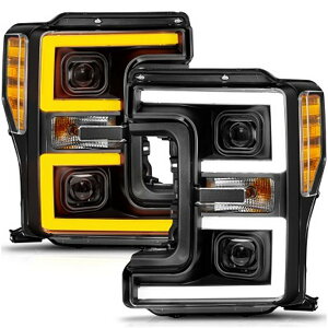 �yUSA�݌ɂ���z ANZO 17-19 �t�H�[�h F-250/350/450 SD (w/o Factory LED) LED Proj �w�b�h���C�g w/Light Bar Switchback Blk anz111577 HD�X