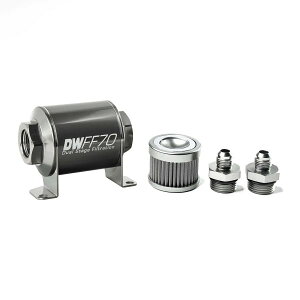 �yUSA�݌ɂ���z DeatschWerks Stainless Steel 6AN 100 Micron Universal Inline �t���[�G�� �t�B���^�[ Housing �L�b�g (70mm) dwk8-03-070-100K-6 HD�X
