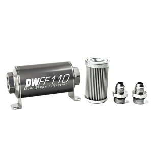 �yUSA�݌ɂ���z DeatschWerks Stainless Steel 8AN 5 Micron Universal Inline �t���[�G�� �t�B���^�[ Housing �L�b�g (110mm) dwk8-03-110-005K-8 HD�X