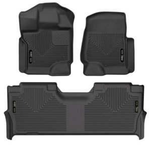 �yUSA�݌ɂ���z Husky Liners 21-23 Ford F-150 CC SC X-Act Contour Front & Second Row Seat Floor Liners - Black hsl53468 HD�X