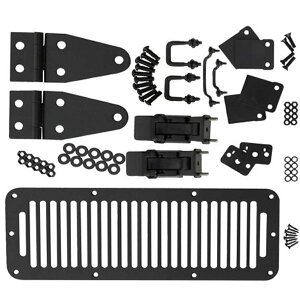 �yUSA�݌ɂ���z Kentrol 78�N-95�N �W�[�v CJ/�����O���[ YJ Hood �L�b�g With TJ Style Hood Catch - Powdercoat �u���b�N ken50570 HD�X