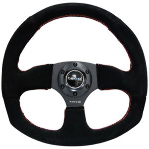 �yUSA�݌ɂ���z NRG Reinforced �X�e�A�����O�z�C�[�� (320mm Horizontal / 330mm Vertical) Suede w/Red Stitch nrgRST-009S-RS HD�X