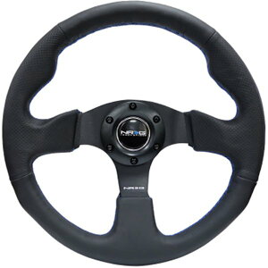 �yUSA�݌ɂ���z NRG Reinforced �X�e�A�����O�z�C�[�� (320mm) �u���b�N Leather w/Blue Stitching nrgRST-012R-BL HD�X