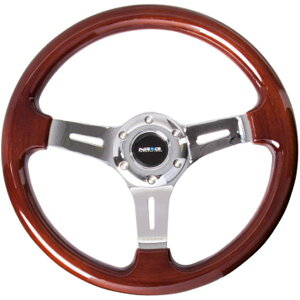 �yUSA�݌ɂ���z NRG Classic Wood Grain �X�e�A�����O�z�C�[�� (330mm) Wood Grain w/Chrome 3-Spoke Center nrgST-015-1CH HD�X