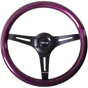 �yUSA�݌ɂ���z NRG Classic Wood Grain �X�e�A�����O�z�C�[�� (350mm) �p�[�v�� Pearl/Flake Paint w/�u���b�N 3-Spoke Center nrgST-015BK-PP HD�X