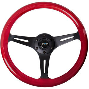�yUSA�݌ɂ���z NRG Classic Wood Grain �X�e�A�����O�z�C�[�� (350mm) Red Pearl/Flake Paint w/�u���b�N 3-Spoke Center nrgST-015BK-RD HD�X