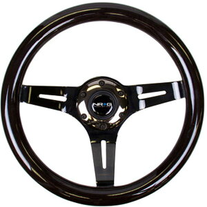 �yUSA�݌ɂ���z NRG Classic Wood Grain �X�e�A�����O�z�C�[�� (310mm) �u���b�N w/�u���b�N �N���[�� 3-Spoke Center nrgST-310BK-BK HD�X