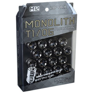 �yUSA�݌ɂ���z Project Kics 12 x 1.25 Glorious �u���b�N T1/06 Monolith Lug Nuts - 20 Pcs pjkWMN03GK HD�X