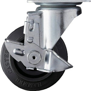 【メーカー在庫あり】 413BBSFR100 静音旋回式ゴム車輪(ナイロンホイール・ラジアルボールベアリング)100mm ストッパー付 413BBS-FR100-BAR01 HD店