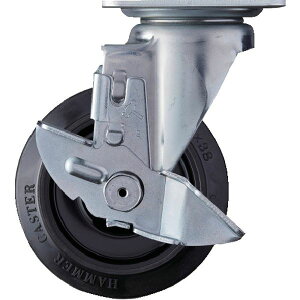 【メーカー在庫あり】 413BBSFR125 静音旋回式ゴム車輪(ナイロンホイール・ラジアルボールベアリング)125mm ストッパー付 413BBS-FR125-BAR01 HD店