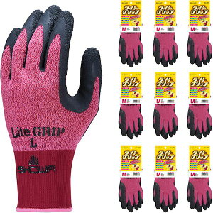 【メーカー在庫あり】 NO341MR10P 天然ゴム背抜き手袋 まとめ買い NO341 ライトグリップ 10双入 Mサイズ レッド NO341-MR10P HD店