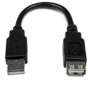 【メーカー在庫あり】 USBケーブル/A-A/15cm/USB 2.0/480Mbps/延長用/オス・メス/BK USBEXTAA6IN HD店