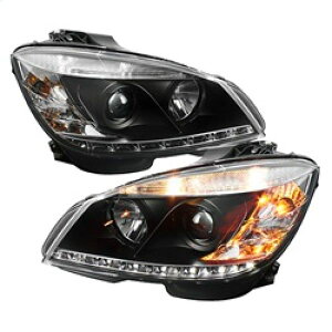 �yUSA�݌ɂ���z Spyder Mercedes Benz C-Class 08�N-11�N �v���W�F�N�^�[ �w�b�h���C�g Halogen - DRL �u���b�N PRO-YD-MBW20408-DRL-BK spy5042262 HD�X