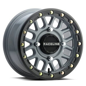 �yUSA�݌ɂ���z Raceline A93SG Podium 15x6in/4x137 BP/40mm Offset/110.18mm Bore - Grey & Black Ring Beadlock Wheel rclA93SG-56037+40 JP�X