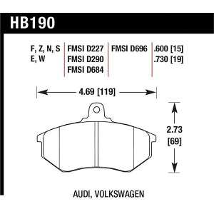 �yUSA�݌ɂ���z Hawk Audi 5000 S Turbo/4000CS Quattro/Coupe GT / Volkswagen Golf/Jetta/Passat Race Frt Brk 9012 hawkHB190E.600 JP�X