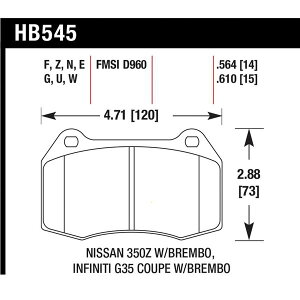 �yUSA�݌ɂ���z Hawk 03-07 G35/350z/03-06 Sentra Spec V w/ Brembo HPS Street Front Brake Pads hawkHB545F.564 JP�X