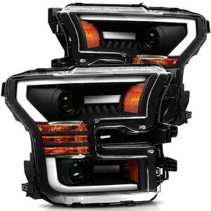 �yUSA�݌ɂ���z AlphaRex LUXX�V���[�Y LED �v���W�F�N�^�[�w�b�h���C�g Plank Style �u���b�N 15�N-17�N �t�H�[�h F-150 arx880167 JP�X
