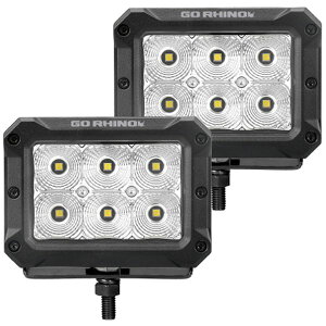 yUSA݌ɂz Go Rhino Xplor BrightV[Y Rectangle LED Flood Light Kit (Surface/Thread Std Mnt) 4x3 - Blk (Pair) gor753003023FBS JPX