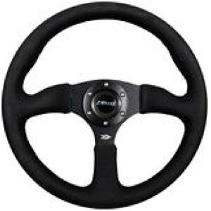 �yUSA�݌ɂ���z NRG Reinforced �X�e�A�����O�z�C�[�� (350mm / 2.5in. Deep)Blk Alcantara Comfort Grip w/4mm Matte Blk Spokes nrgRST-023MB-SA JP�X