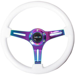 �yUSA�݌ɂ���z NRG Classic Wood Grain �X�e�A�����O�z�C�[�� (350mm) �z���C�g Paint Grip w/Neochrome 3-Spoke Center nrgST-015MC-WT JP�X