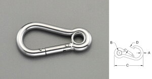 【メーカー在庫あり】 エスコ ESCO 158.8x12.7mm スプリングフック ステンレス製 000012099732 JP店