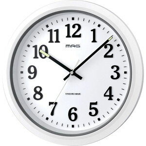 【メーカー在庫あり】 掛け時計 電波時計 防水 防塵 アナログ IP67 夜間秒針停止機能付き 立体文字 プラスチック風防 白 直径32cm W-734 JP店