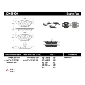�yUSA�݌ɂ���z StopTech �p�t�H�[�}���X 01�N-02�N BMW Z3/03�N-09�N Z4/10/90�N-07�N 3 �V���[�Y/99�N-09�N Saab 9-5 ���A�u���[�L�p�b�h sto309.06920 JP�X
