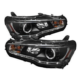 yUSA݌ɂz Spyder OH Lancer/EVO-10 08N-14N vWFN^[ wbhCg Xenon/HID- LED Halo DRL ubN spy5042231 JPX