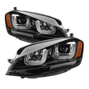 yUSA݌ɂz Spyder VW Golf VII 14N-16N vWFN^[ wbhCg DRL LED ubN Stripe ubN PRO-YD-VG15-BLK-DRL-BK spy5080578 JPX