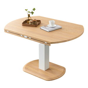 日時指定可 昇降式テーブル 丸 120 伸長式 拡張式 丸型 ガス圧式 ダイニングテーブル 半円 円形 昇降テーブル 脚が邪魔にならない 高さ51.5cm〜74.5cm 無段階 高さ調節 一本脚 手元レバー 伸縮 セ