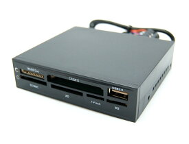 多機能 内蔵型カードリーダー 《ブラック》 3.5インチベイ対応 USB2.0 MS CFカード SD MMC XD T-Flash M2[定形外郵便、送料無料、代引不可]