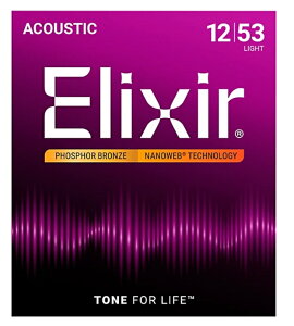 Elixir �G���N�T�[ �A�R�[�X�e�B�b�N�M�^�[�� NANOWEB �t�H�X�t�@�[�u�����Y Light .012-.053 #16052[��`�O�X�ցA���������A����s��]