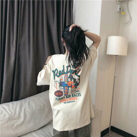 ロゴTシャツ トップス 大きいサイズ ゆったり 中学生 高校生 学生 韓国 ファッション レディース Tシャツ ビッグTシャツ プリント ロゴT 五分袖 カジュアル ストリート 10代 20代 かわいい おしゃれ