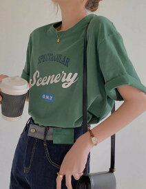 ロゴTシャツ トップス 大きいサイズ ゆったり 中学生 高校生 学生 韓国 ファッション レディース Tシャツ ビッグTシャツ プリント ロゴT 五分袖 カジュアル ストリート 10代 20代 かわいい おしゃれ