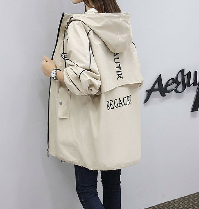 楽天市場 マウンテンパーカー ウィンドブレーカー ブルゾン ミドル丈 長袖 アウター 春 秋 韓国 原宿系 ファッション レディース 大きいサイズ 10代 代 30代 40代 50代 上品 ブラック ベージュ グリーン くすみカラー Hiromare