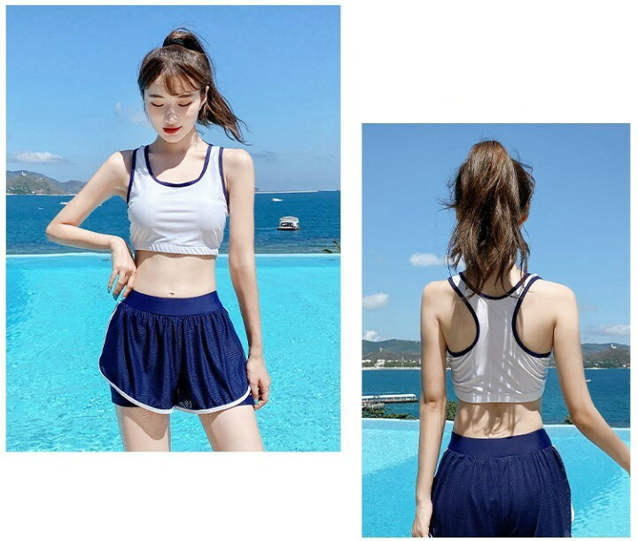 楽天市場 水着 タンキニ レディース トップス カジュアル 夏 高校生 中学生 10代 代 ビキニ スポーティー ミュージック Tシャツ 3点セット 体型カバー ホワイト グリーン ゆったり かわいい セクシー Hiromare