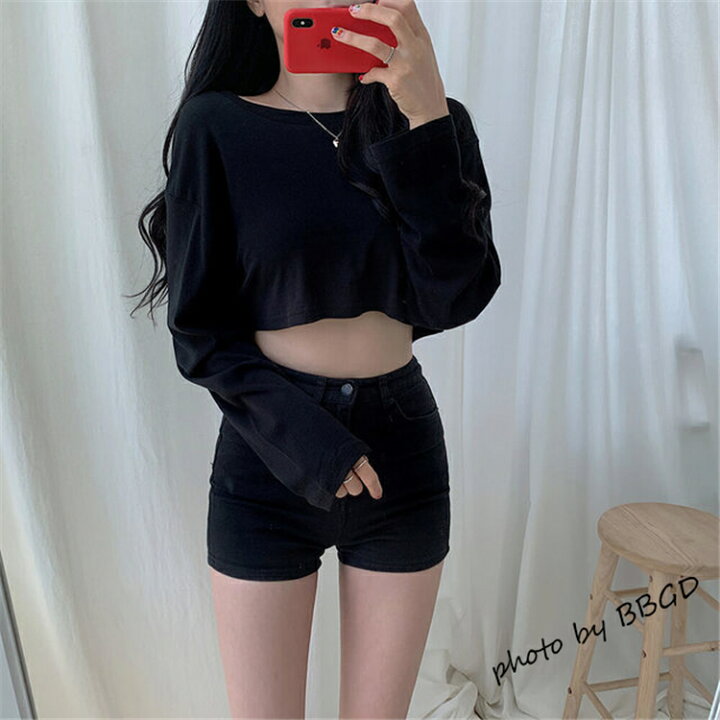 楽天市場 トップス トレーナー ショート丈 中学生 高校生 ダンス レディース かわいい へそ出し スウェット カットソー 長袖 韓国 10代 代 学祭 学園 春 夏 秋 セクシー 踊り ホップホップ Hiromare