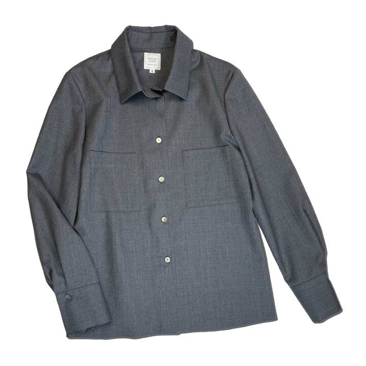 新品タグ付】boutique310 洗える美人なウールシャツ LT.GREY CLANE 