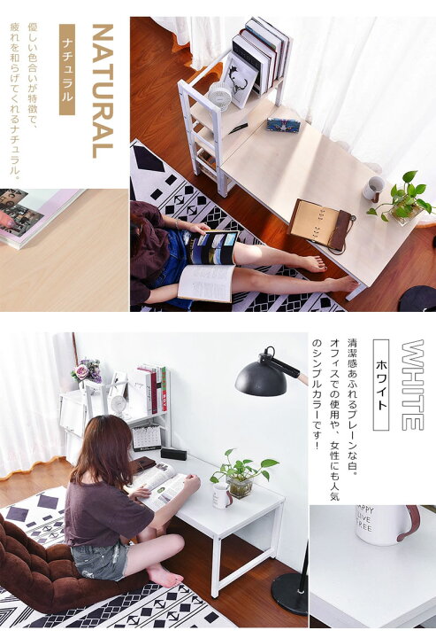 楽天市場】パソコンデスク ロータイプ 一体分離両用 3段シェルフ付 