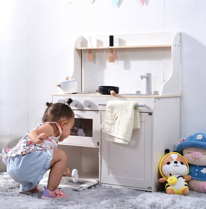 楽天市場】おままごと キッチン 木製 黒板付き 調理器具付き ままごと 