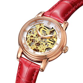 腕時計 レディース 機械式 自動巻き おしゃれ ウォッチ スケルトン 透かし彫り ユニーク 革ベルト アナログ 防水 うで時計 可愛い 時計 ファッション ウォッチ 高級時計 かわいい
