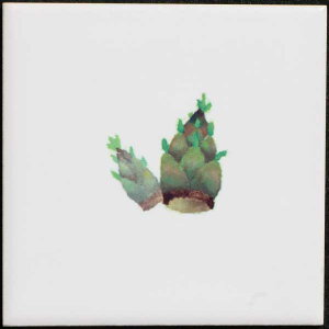 100角絵タイル 筍 F-0361