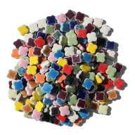 美濃焼 タイル 10ミリクローバーMIX　250g 単色バラ袋詰め販売 雑貨 クラフト アート DIY フラワー 花