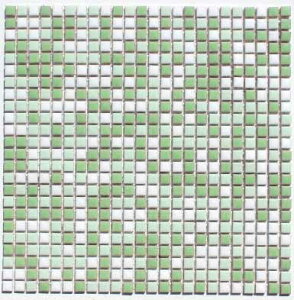 10ミリ角 タイル 白×ヒワグリン かわいい タイル DIY クラフト キッチン 洗面所 内装壁 タイルシンク 10×10×4ミリ 【5C.D.20B】