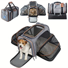 犬猫キャリア航空会社承認ペットトラベルバッグ 2 サイド拡張可能な猫折りたたみバックパックキャリア取り外し可能なフリースパッドポケット付き