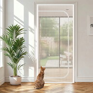 【極厚・サイズ調整可】ペットゲート 猫 犬 脱走防止 玄関 網戸カーテン ペットフェンス 網戸キット ドア…